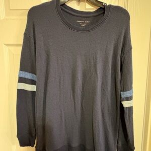 American Eagle Outfitters Men's Dark Sweater with Light Blue Accents